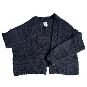 Billabong Black Textured Open-Front Knit Cardigan small *